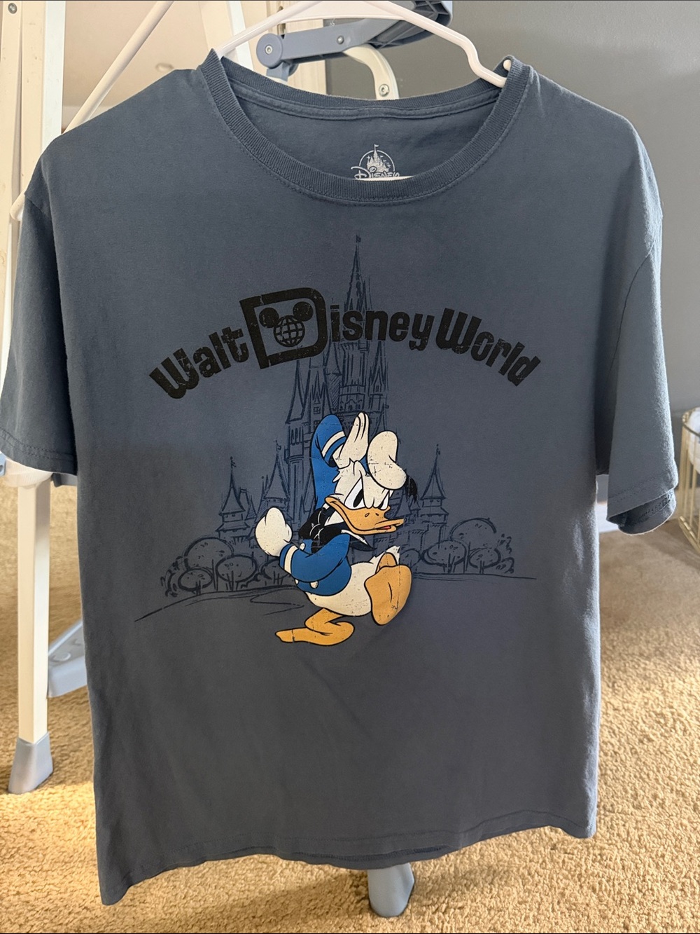 Disney Charcoal Blue Tee with Donald Duck Graphic